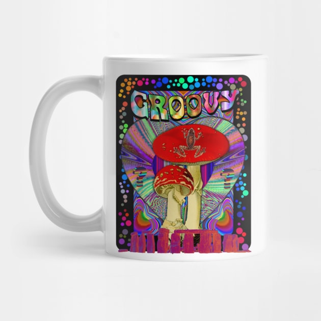 Psychedelic Groovy Magic Mushroom Frog Inner Dimension Trippy Hippy Colorful Tie Dye Shirt Mug Tapestry Sticker + More by blueversion